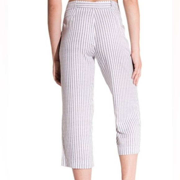 NWT Rag Poets 2 piece striped blue & white cropped pant & cap sleeve top medium - Picture 11 of 16